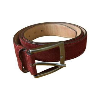 Saks Fifth Avenue Red Suede Leather Belt Mens 38  Made in Italy